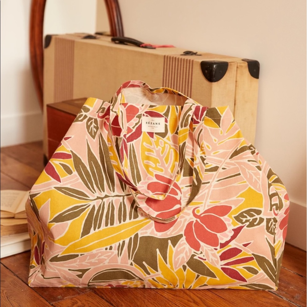 NWOT Sezane Large Tote Vicki Leaves Print